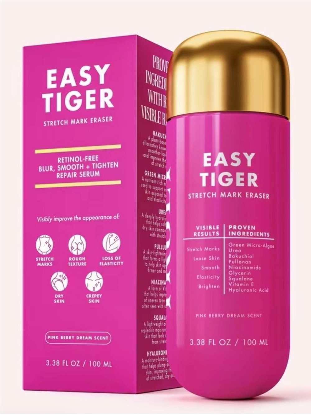 ☀️NEW TRULY EASY TIGER Pink & Gold Stretch Mark Eraser Serum